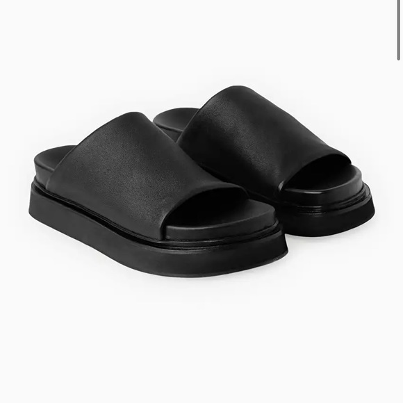 LEATHER PLATFORM SLIDES - Picture 7 of 12